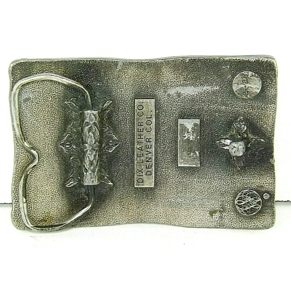 Bergamot Brass Works Dix Leather Denver Colorado Enamel Belt Buckle 1976 Vintage